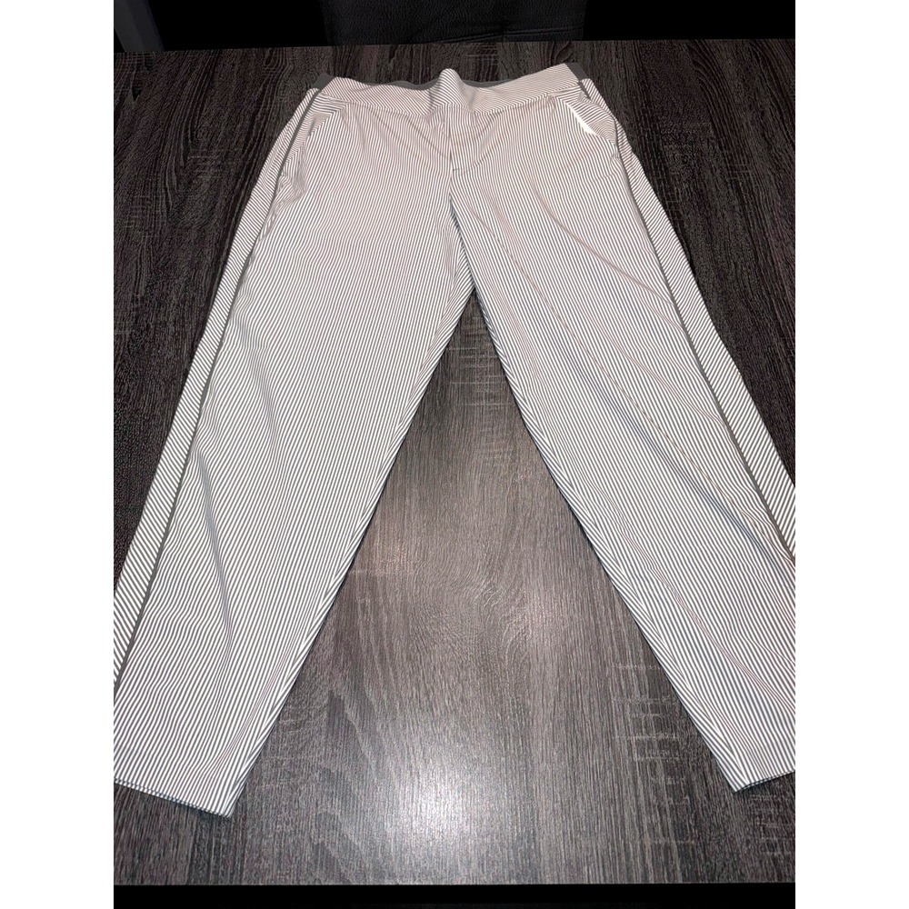 Athleta Metro Stripe Slim Pants Gray White Size 10P